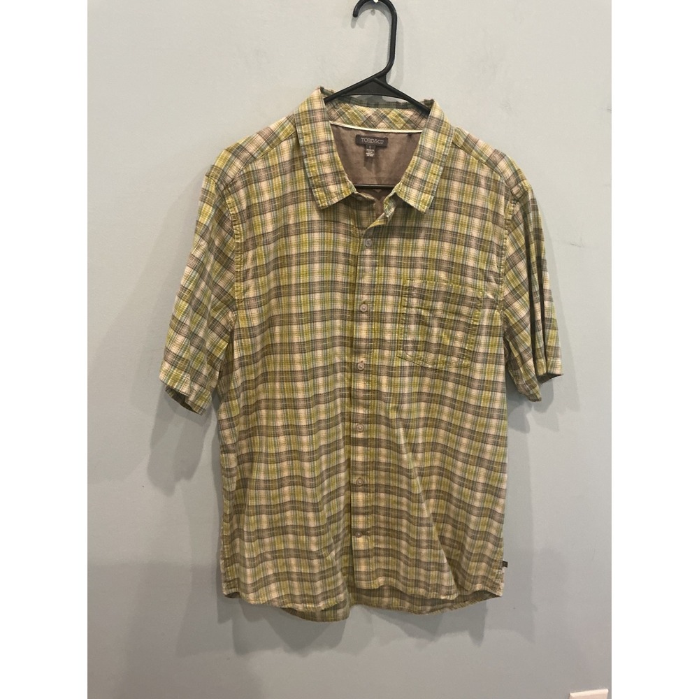 Toad&Co Mens Organic Cotton Button Down Shirt L Airscape Plaid Outdoor Gorpcore